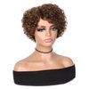 Hanne Fashion Short Curly Human Hair Wig for Black Women Brown Curly Bob Wigs Side Part Pixie Cut Wig Brazilian Remy Human Hair Non Lace Glueless Wigs (F4/30)