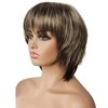 Nicetobuy Umeet Short Straight Wigs with Bangs Blonde mixed Dark Brown Fashion Style Synthetic Fiber Wigs for Women