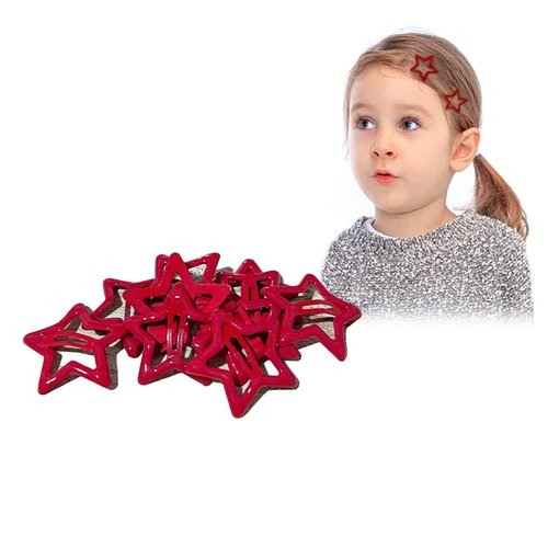 ANQSYY New 10Pcs Red Star Snap Hair Clips Girls Hair Barrettes Y2k Small Hair Clips Kawaii Non Slip Stars Hair Barrettes Hair Accessories for Women Girls
