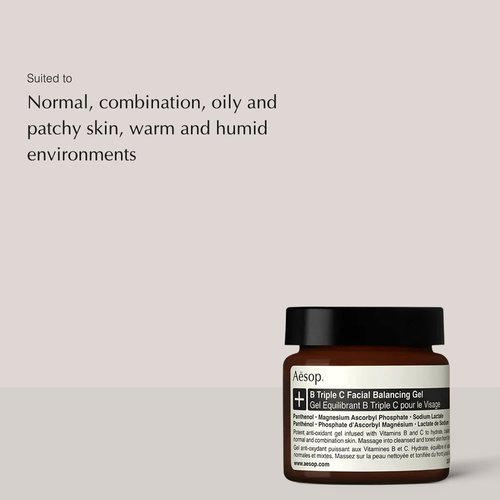 Aesop B Triple C Facial Balancing Gel | 2.0 fl oz Facial Moisturizer For Dry Skin | Mild Cleansing Gel for All Skin Types | Paraben-Free, Cruelty-Free & Vegan Face Gel for Men & Women
