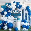 Soccer Balloon Arch Kit,Royal Blue White Metallic Silver Football Balloons for Kids Boy Soccer Birthday Party Decorations Baby Shower Wedding Anniversary Graduation Sport Themed Party Supplies