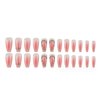 Hkanlre Medium French Press on Nails Coffin Pink Ballerina Gradient Fake Nails Heart Full Cover Rhinestones False Nails for Women and Girls 24PCS