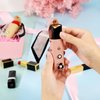 muchly 2Pcs lipstick case with mirror for purse,Lipstick Holder For Purse With Keychain,Girls Travel Leather Lipgloss Makeup Case for Lipstick Lip Gloss Cosmetics (Pink and Khaki)