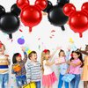 MIKIMIQI 4 Pcs Mouse Head Foil Balloons, 24'' Mouse Mylar Balloon for Birthday Party Decorations Jumbo Mouse Head Aluminum Foil Balloons Party Favors Supplies (Black Red)
