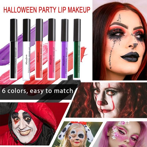 Red Purple Green Matte Liquid Lipstick Stain Set For Women, Long Lasting 24h Waterproof Lip Gloss, Intense Vivid Color, High Pigmented Smudge Proof Non-Stick Cup Lip Stain For Halloween Makeup(Set B)