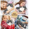 Cuckool Gray Tabby Cat Stuffed Animals, Microwavable Stuffed Animals Heating Pad for Cramps, Pain Stress Relief, Heatable & Coolable Lavender Scented Plush Toys for Anxiety, Women Kids Bedtime