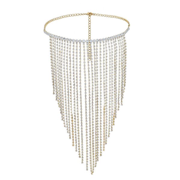 Fdesigner Vintage Head Chain Rhinestone Wedding Bride Headpieces Face Cover Mask Hair Jewelry Gypsy Women Hair Accessories for Party Festival Costume Prom (Gold-Retro)