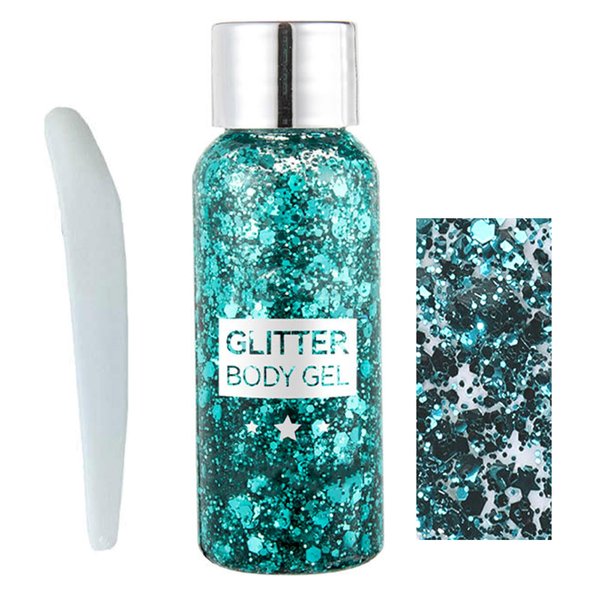 SeleneTenderaes 10 Color Safe for Skin, Easy to Remove Body Glitter Silver Face Hair Self Adhesive Gel Festival Accessories Cosmetic Glitter Chunky Sequins Glitters for Eye Nails Rave 30ml