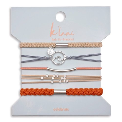 K’lani - Hair Tie Bracelets for Women - Dual-Use Bracelet and Hair Tie - Stylish Ponytail Hair Accessories - (Celebrate) Set of 5 - (M)