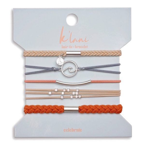 K’lani - Hair Tie Bracelets for Women - Dual-Use Bracelet and Hair Tie - Stylish Ponytail Hair Accessories - (Celebrate) Set of 5 - (M)