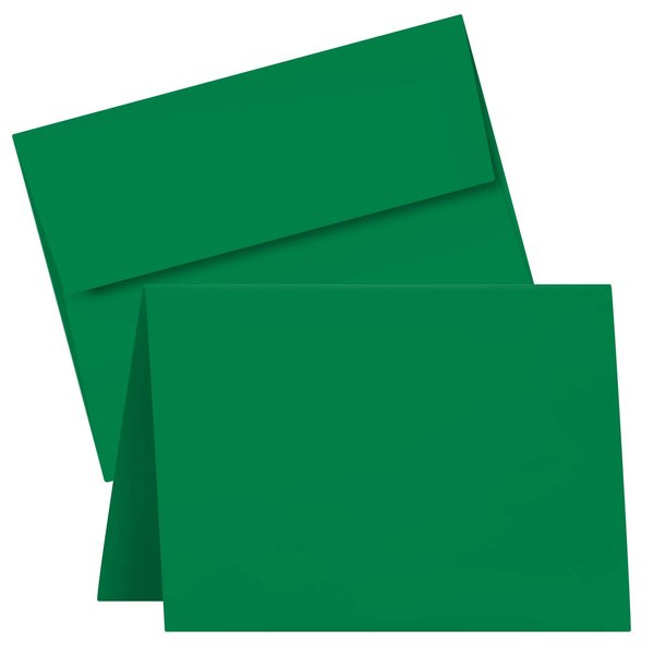 Holiday Christmas Green Blank 5x7 Greeting Cards with Green A7 Envelopes. (25 Per Pack)