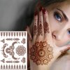 9 Sheets Temporary Tattoo Stickers Exquisite Indian Mandala Flower Lace Totem Pattern Waterproof Brown Tattoo Stickers Decoration for Beach Party Wedding Festivals Decorations