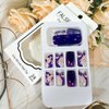 TBRZTR Press on Nails Medium Square Artificial Acrylic Nails with Purple Marbling Design False Nails Purple French False Nails Full Cover Reusable Glossy Coffin Nails Glue on Nails for Women 24Pcs