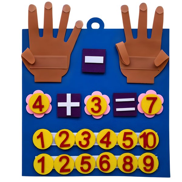 Montessori Kindergarten Math Toys Felt Finger Math Numbers w/Hanging Loop, Felt Boards for 3+, Math Games for Kindergarten, Homeschool Curriculum, Multiplication Board, Social Emotional Learning