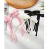 Silky Satin Big Bow Hair Barrette for Women Girls Ribbon Big Hair Bow Clips Bowknot Hair Clips with Long Tail Hair Barrettes with Bow (Pink*2/Beige*2/Black*2(Long tail))