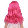 PATTNIUM Hot Pink Wig Kids Short Wavy Wig Hot Pink Wig with Bangs Girls Wig Cosplay Halloween Party Costume Wig (Hot Pink)