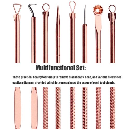 Blackhead Remover Pimple Comedone Extractor Tool Best Acne Removal Kit - Treatment for Blemish, Whitehead Popping, Zit Removing for Risk Free Nose Face Skin with Case (Rose)