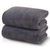 TENSTARS Silk Hemming Bath Towels for Bathroom Clearance - 27 x 55 inches - Light Thin Quick Drying - Soft Microfiber Absorbent Towel for Fitness, Sports, Yoga, Travel, Gym - 2 Pack, Dark Grey