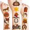 Cowboy First Temporary Tattoos 8 Sheets 78 PCS Western Party Decorations Supplies Favors Horse Rodeo Theme Birthday Cute Stickers Christmas Gifts for Boys Girls Kids Class School Prizes Carnival