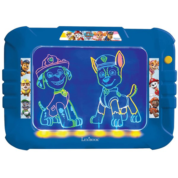LEXiBOOK Paw Patrol, Neon Electronic Drawing Board, Artistic Creative Toy for Girls and Boys, Cleaning Cloth and Markers Included, Red/Blue, CRNEOPA