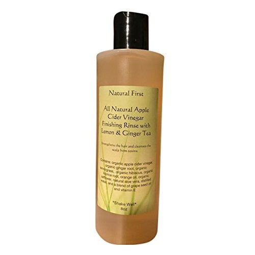 Natural First Organic Apple Cider Vinegar Finishing Rinse w/Lemon and Ginger to Strengthen Damaged Hair, Cleans the Scalp, and Prevent Split Ends