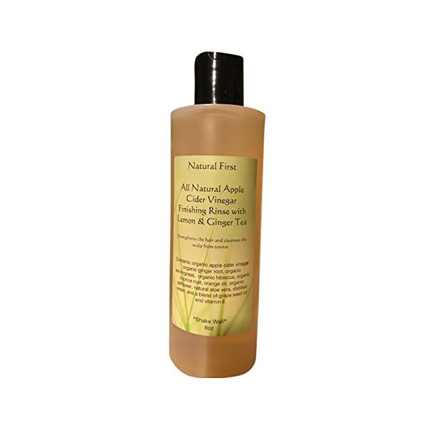 Natural First Organic Apple Cider Vinegar Finishing Rinse w/Lemon and Ginger to Strengthen Damaged Hair, Cleans the Scalp, and Prevent Split Ends
