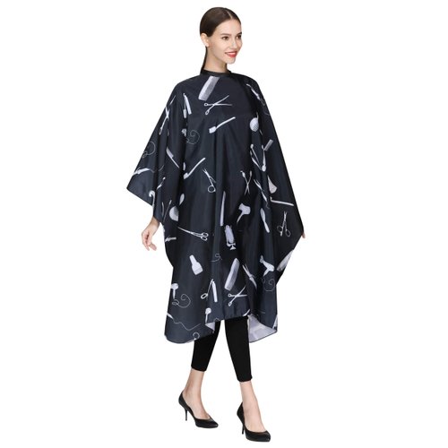 PERFEHAIR Barber Hair Cutting Cape, Professional Salon Hairdressing Gown with Snap Closure-Black