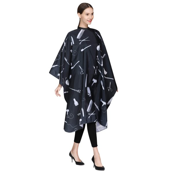 PERFEHAIR Barber Hair Cutting Cape, Professional Salon Hairdressing Gown with Snap Closure-Black
