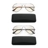 EYE ZOOM 2 Pack Blue Light Blocking Readers Aviator Style Anti Blue Ray and UV Reading glasses,Gold, Gunmetal,+1.75