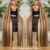 ALLRUN Highlight Lace Front Wig Human Hair 13x6 Highlight Wigs Human Hair Straight P4/27 Highlight Ombre Human Hair Honey Blonde Wig Hd Lace Front Wigs Pre-Plucked With Baby Hair 24 Inch