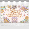 Avezano Groovy Birthday Backdrop Banner Retro Hippie Boho Girl Birthday Party Decorations Daisy Groovy Bday Photography Background Wall Decor (70.8x43.3 inch)
