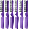 Qjaiune 6PCS Travel Foldable Brush Comb Portable Folding Comb, Anti-Static Hair Comb Mini Pocket Comb, Double Headed Hair Brush Hairdressing Tools Plastic Folding Comb for Men Women (Purple)