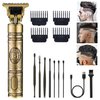 PXLISIE Hair Clippers for Men, Professional Hair Trimmer T Blade Trimmer Zero Gapped Trimmer, Cordless Rechargeable Beard Trimmer Shaver Hair Cutting Kit with Guide Combs (Gold)