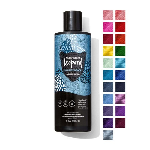 Strawberry Leopard Charity Grace Semi Permanent Conditioning Hair Color, Repairs and Rejuvenates Hair, All Hair Types and Textures, Vegan, Cruelty-Free, Gluten-Free, 8 Fl. Oz.