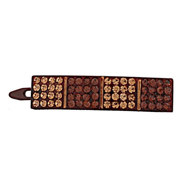 Caravan Barrette Engraved And Painted With Metallic Paint And Decorated With 64 Rhinestones Made By Hand