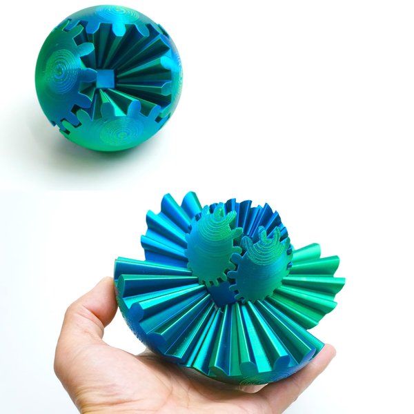 3D Printed Gear Ball ,The Steampunk Whirling Wonder Fidget,Fidget Ball,articulated models,Spin-Ball or Steampunk Ball,stress relief, fidget restlessness, ADHD toys, surprise fantasy gifts