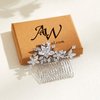 AW BRIDAL Cubic Zirconia Wedding Hair Comb Hair Accessories Flower Bridal Hair Clip Hair Pieces for Brides Bridesmaids Women (Silver)