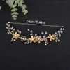 Teyglen Gold Pearl Wedding Headband Hair Vine with Rhinestone Bridal Flower Hair Clip Headband Hair Accessories for Bride Flower Headpiece for Women Girls