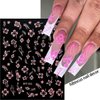 6 Sheets Flower Nail Stickers, 3D Self-Adhesive Hibiscus Nail Decals White Pink Gold Flowers Nail Art Stickers Summer Nail Design Decoration Nail Tips for Women and Girls DIY Acrylic Nails
