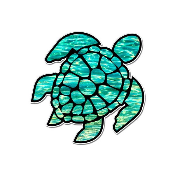 Sea Turtle Clear Water - 12" Vinyl Sticker Waterproof Decal