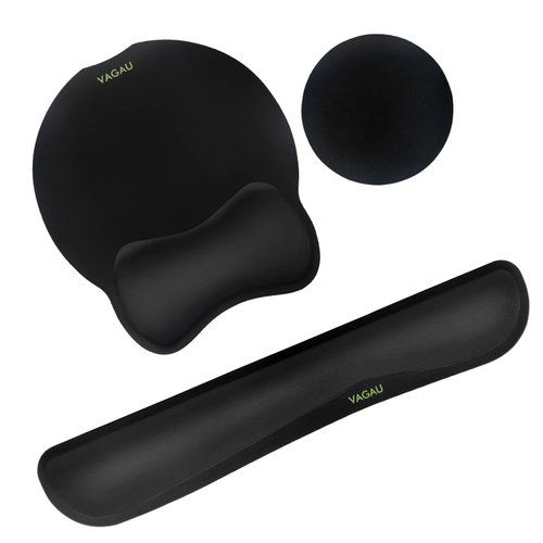 VAGAU Premium Keyboard Wrist Rest and Mouse Pad Wrist Support, Ergonomic Memory Foam Set for Office, Laptop, Mac, Computer and Gaming, Durable, Comfortable Typing &Wrist Pain Relief