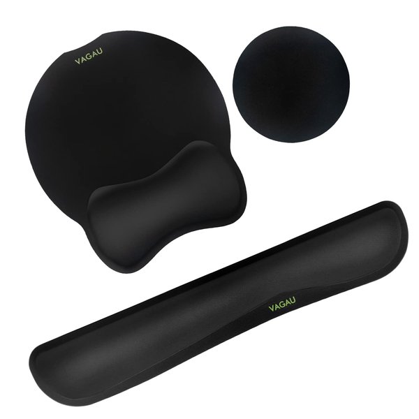 VAGAU Premium Keyboard Wrist Rest and Mouse Pad Wrist Support, Ergonomic Memory Foam Set for Office, Laptop, Mac, Computer and Gaming, Durable, Comfortable Typing &Wrist Pain Relief