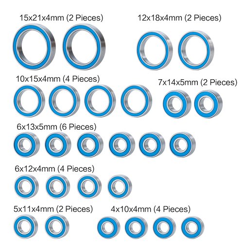 WEFEINO 26Pcs Metal Wheel Hubs Blue Sealed Bearing Kit for 1/10 TRX-4 Browco RC Car Truck