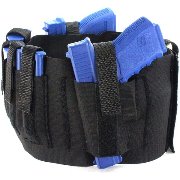 Tactical Belly Band Holster - 6" Wide, 2 Guns, 4 Mags, Flashlight and Accessory Pocket - CCW - Concealed Carry, Gun Holster - Mag Holster - Waist or Chest, Black - Made in The USA (4XL)