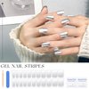 HOSAILY Gel Nail Strips Set, Mirror Chrome Silver Gel Nail Stickers, Long Lasting UV Free Gloss Nail Wraps, Easy to Apply Remove-Includes 22 Nail Wraps, 2 Prep Pads, 1 Nail File and 1 Wooden Stick