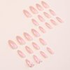 24 Pcs Pink Press on Nails Almond Shape Bow Fake Nails with Aurora Designs Pink Bows Acrylic Nails Medium Length Cute False Nails Stick on Nails Reusable Gradient Nail Kits for Women Girls