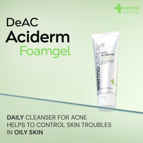 tHermoCEUTICAL DeAC Aciderm Foamgel - Acne Face Wash for Oily & Acne-Prone Skin, Acne Control Exfoliating Cleanser for Excess Oil and Sebum, Natural Breakout Clearing Foam, 3.38 fl.oz