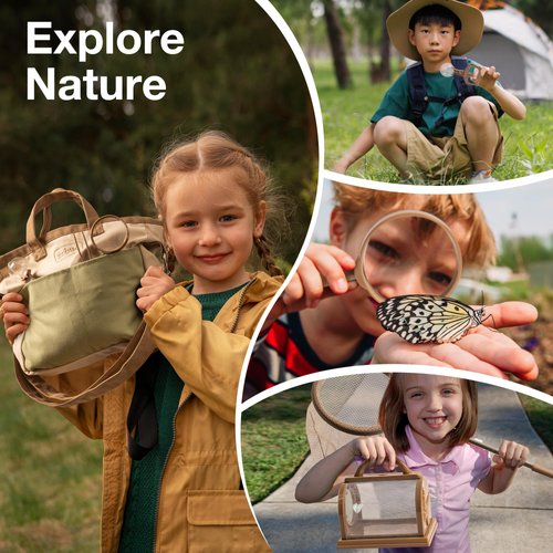ROBUD Kids Explorer Kit & Bug Catcher Kit, Educational Kids Camping Gear, Outdoor Adventure Set with Butterfly Net and Bugs Book, Outside Toys for Boys Girls 3-12 Years Old