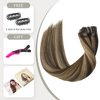 EYEFULL STELL Human Hair Extensions Clip in 18 inch 120g 7PCS Straight Natural Clip ins Real Remy 100% Human Hair Extensions Chocolate Brown To Caramel Blonde Double Weft Thick Layered Clip on Hair