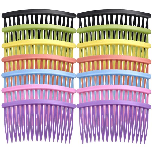 CustomyLife 21pcs Colorful Hair Side Comb for Women, Non-Slip French Plastic Bun Updo Decorative Hair Comb, Classic Non-Faded Hair Twist Pin Clip Accessories for Various Hairstyles